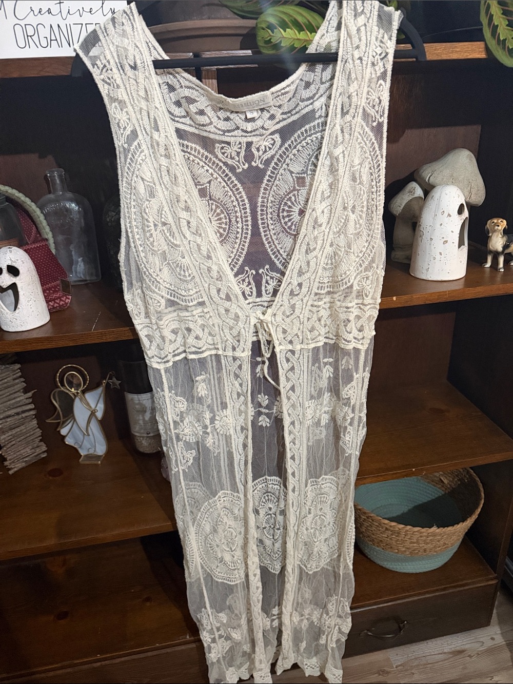 Vintage Rebellion Again Cream Lace Cardigan